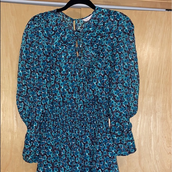 REBECCA TAYLOR Climbing Rose Long Sleeve Silk Blend Dress - Picture 8 of 14